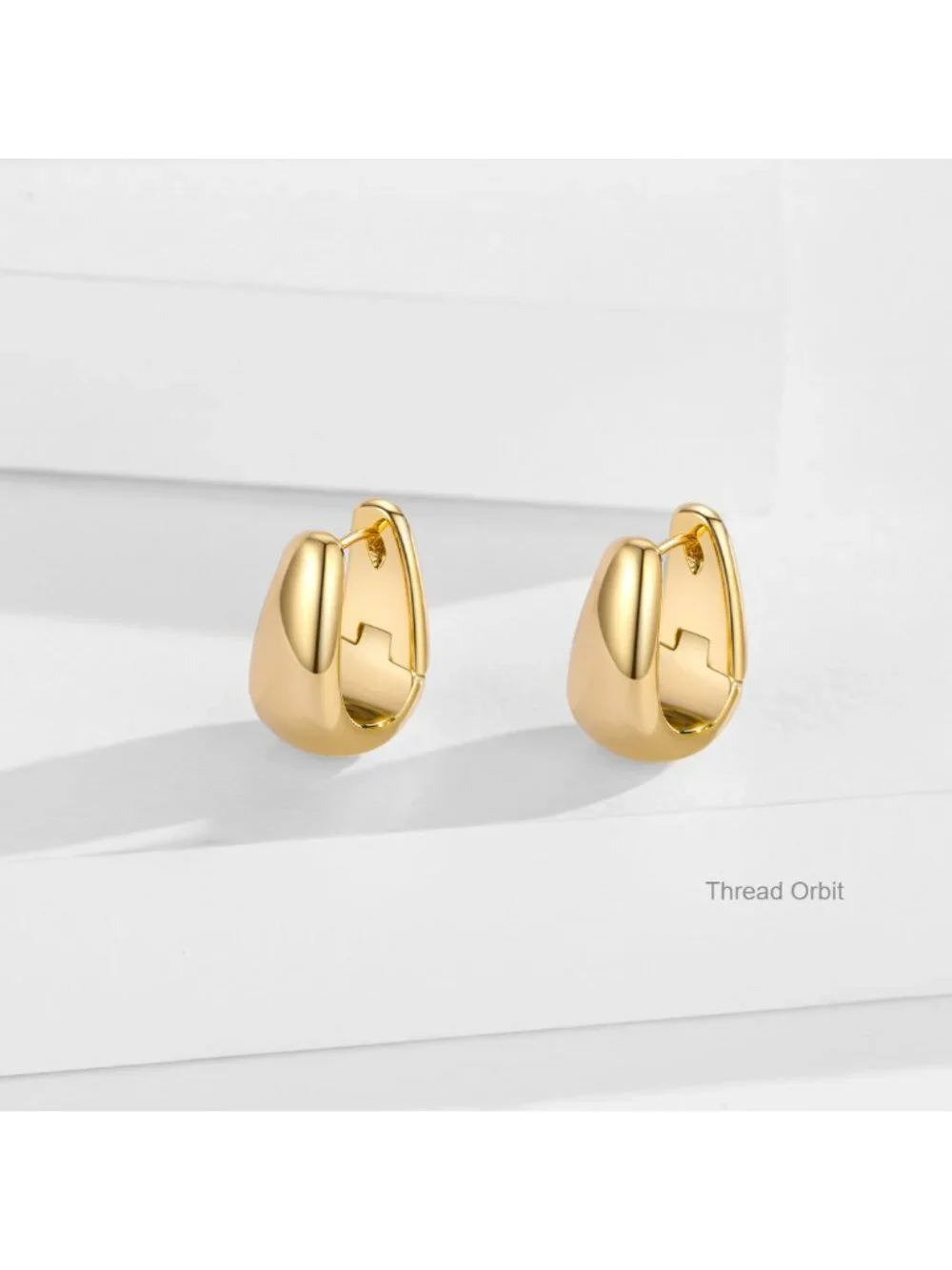 14k Real Gold Plated 925 Sterling Silver Post Small Chunky Hoop Earrings